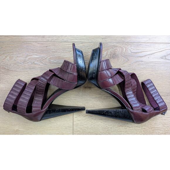 Report Signature Ditmar Leather Strappy Platform Sandal Heels 9 Purple Baddie - Picture 6 of 15